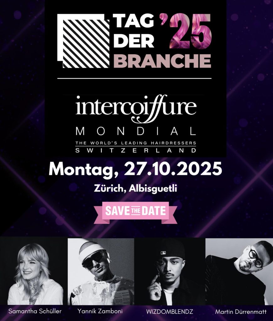 „Tag der Branche“ der Intercoiffure Suisse am 27. Oktober in Zürich Am 27. Oktober 2025 wird Zürich erneut zum Treffpunkt der Schweizer Coiffeur- und Beautybranche: Intercoiffure Suisse lädt zum „Tag der Branche“ ins Albisgütli und versammelt dort nationale wie internationale Top-Acts, Coiffeure, Industriepartner und kreative Köpfe der Branche. 
